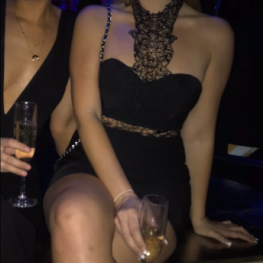 Black lace top dress